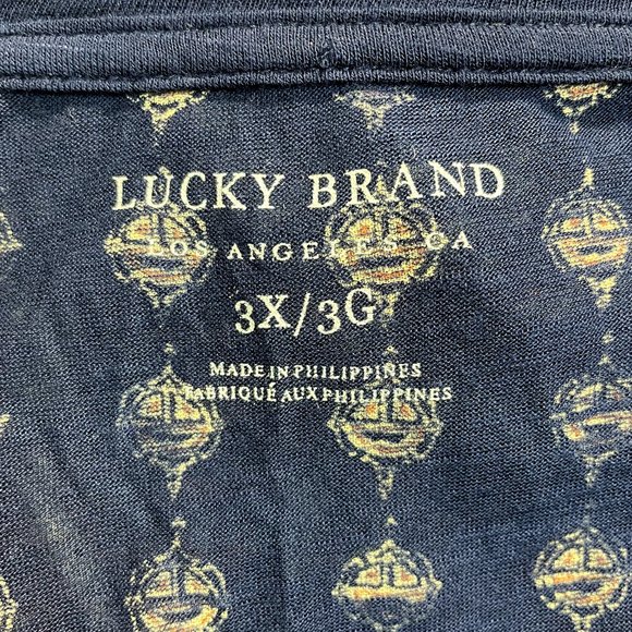 Lucky Brand Top Womens 3X Navy Blue Floral Pattern Knit Short Sleeve Tee Shirt - Picture 6 of 8